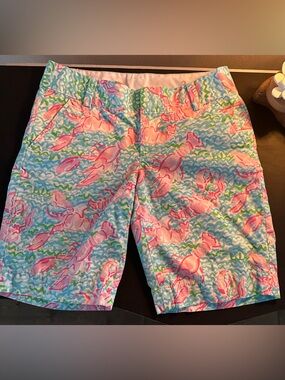 Lilly Pulitzer lobster themed Pastel Pink and Aqua Shorts